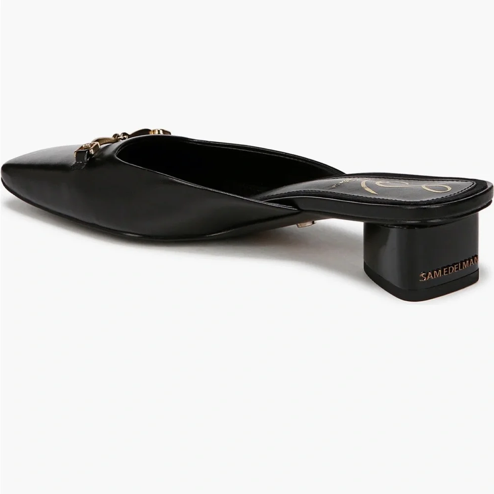 SAM ELDERMAN NWT Ollie Square-toe Faux Leather slip-on Bit Mule, kitten-heel - Picture 2 of 6